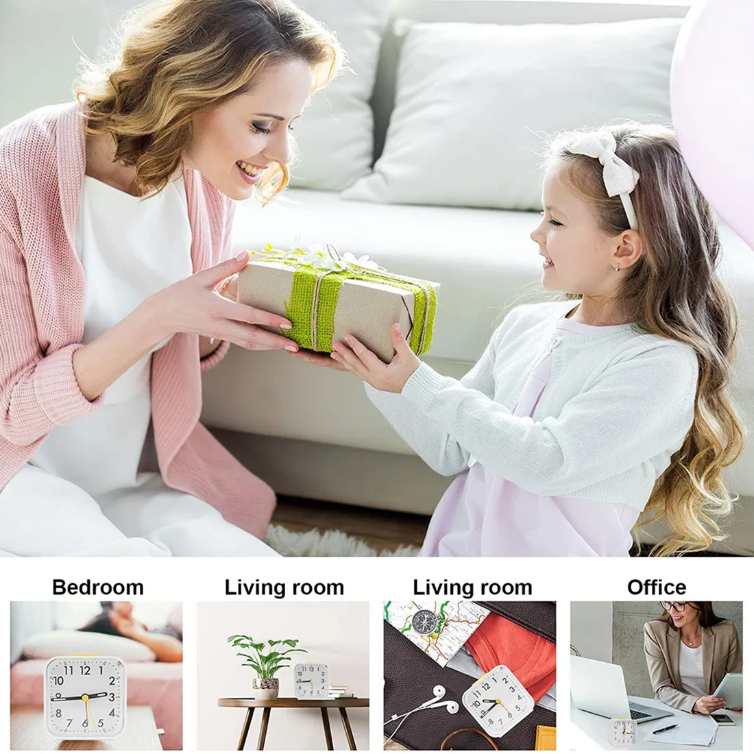 New Alarm Clock Analog Silent No Ticking Alarm Clock with Snooze Function Light Functions Portable Alarm Clock