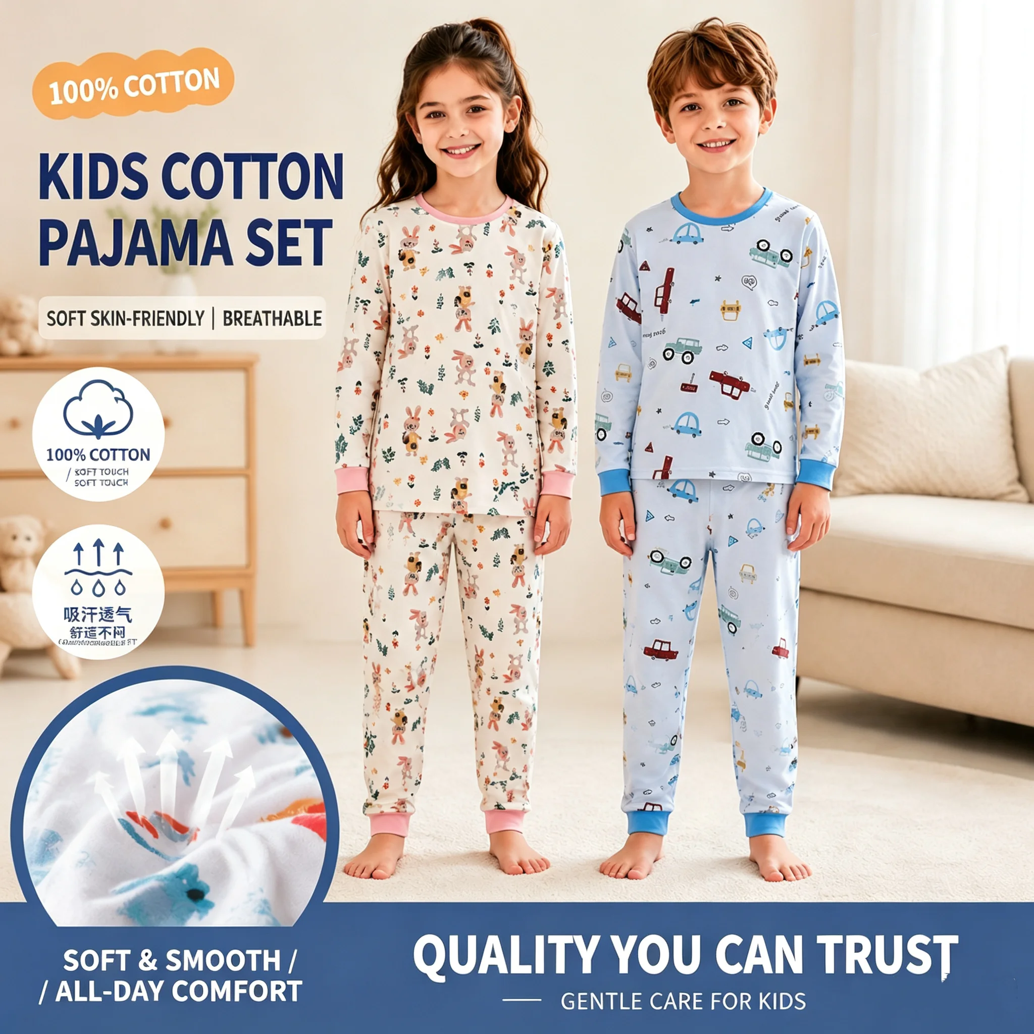 Children Autumn Winter Clothing Printed Sets Boys Girls Fashion New Pajamas Sets Underwear Suit Kids Clothes Baby Warm Sleepwear