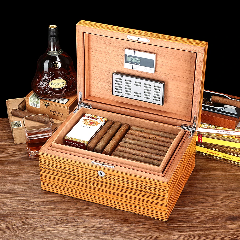 

GALINER Luxury Cedar Wood Cigar Humidor With Hygrometer Control Humidity Humidifier Portable Smoking Accessories Puro Case Box