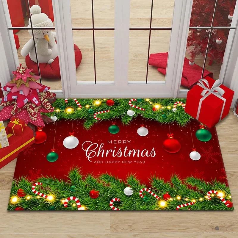 

Golden Snowflake Merry Christmas Letters Bathroom Anti-silp Doormat Suitable for Living Room Entrance Decorative Accessories Pad