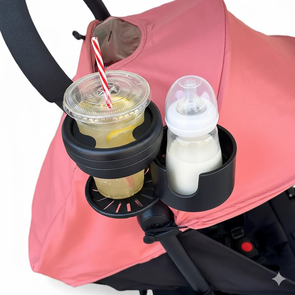 Rotating Double Cup Holder for Stroller ,Bicycle Water Cup Double Bottle Holder for Infant Carriage