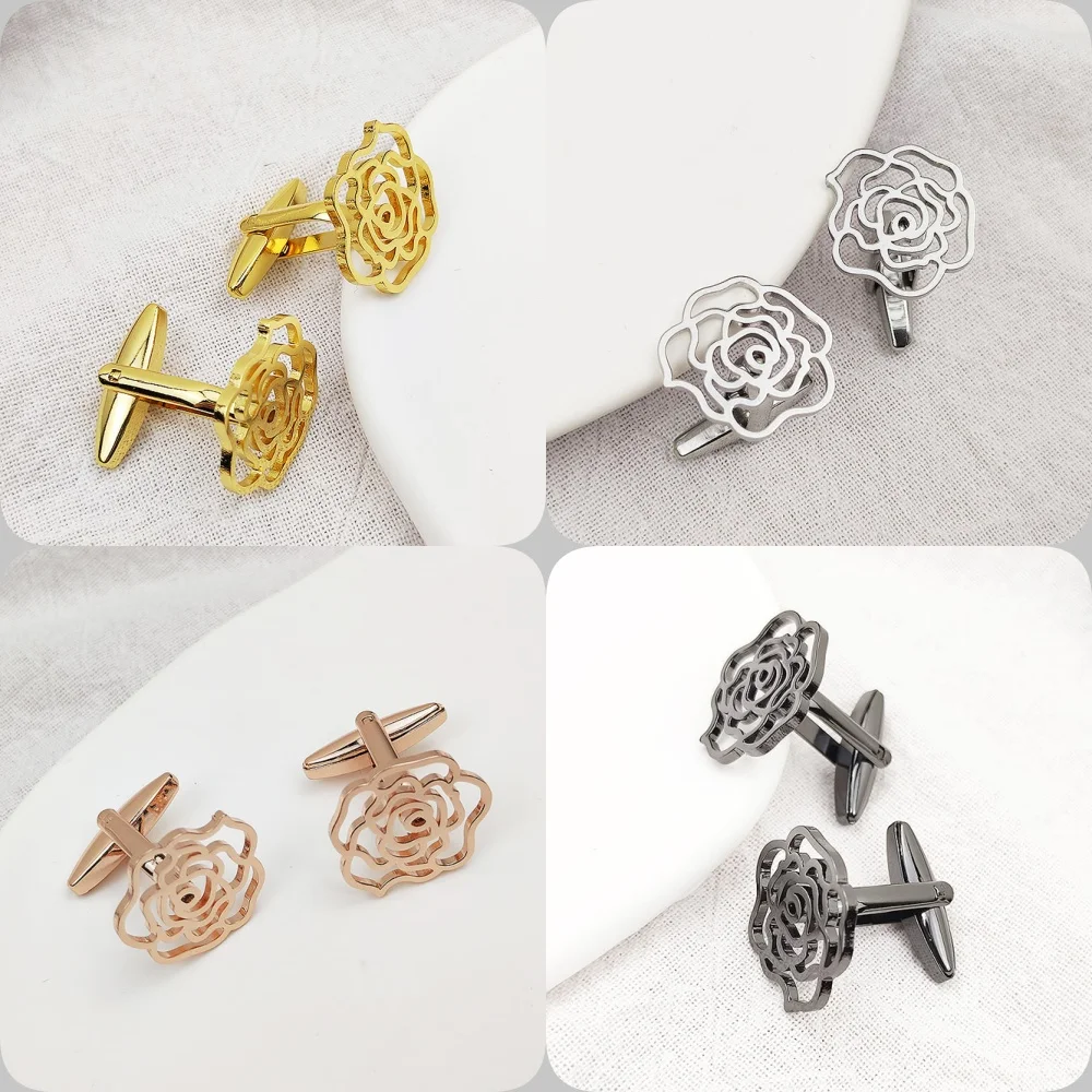 

Stainless Steel Cufflinks for Men Personalized Rose Flower Pattern Cufflink Man Shirt Suit Sleeve Accessories Wedding Party Gift