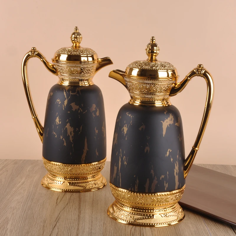 Arabian 0.6 + 1.0L New Arrival Coffee Pot Body Glass Insulated Vacuum Arabian Coffee Bottle Dara Wine Pot Set Coffee