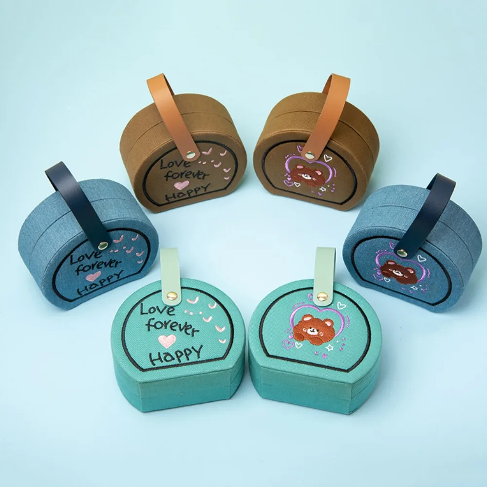 

Embroidered Jewelry Storage Box Earrings Jewelry Display Travel Portable Handbag Organizer Dustproof Gift Packaging Box Necklace
