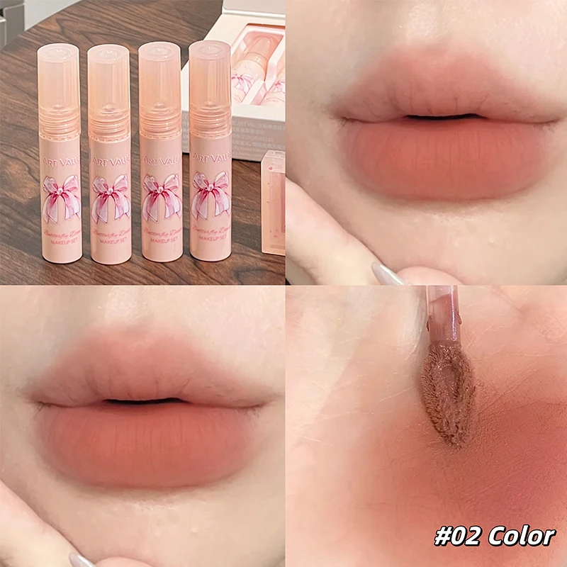 6 pçs/caixa conjunto de batom fosco lábios maquiagem veludo nude brilho labial hidratante lábio esmalte rosto blush paleta maquiagem conjunto colar presente
