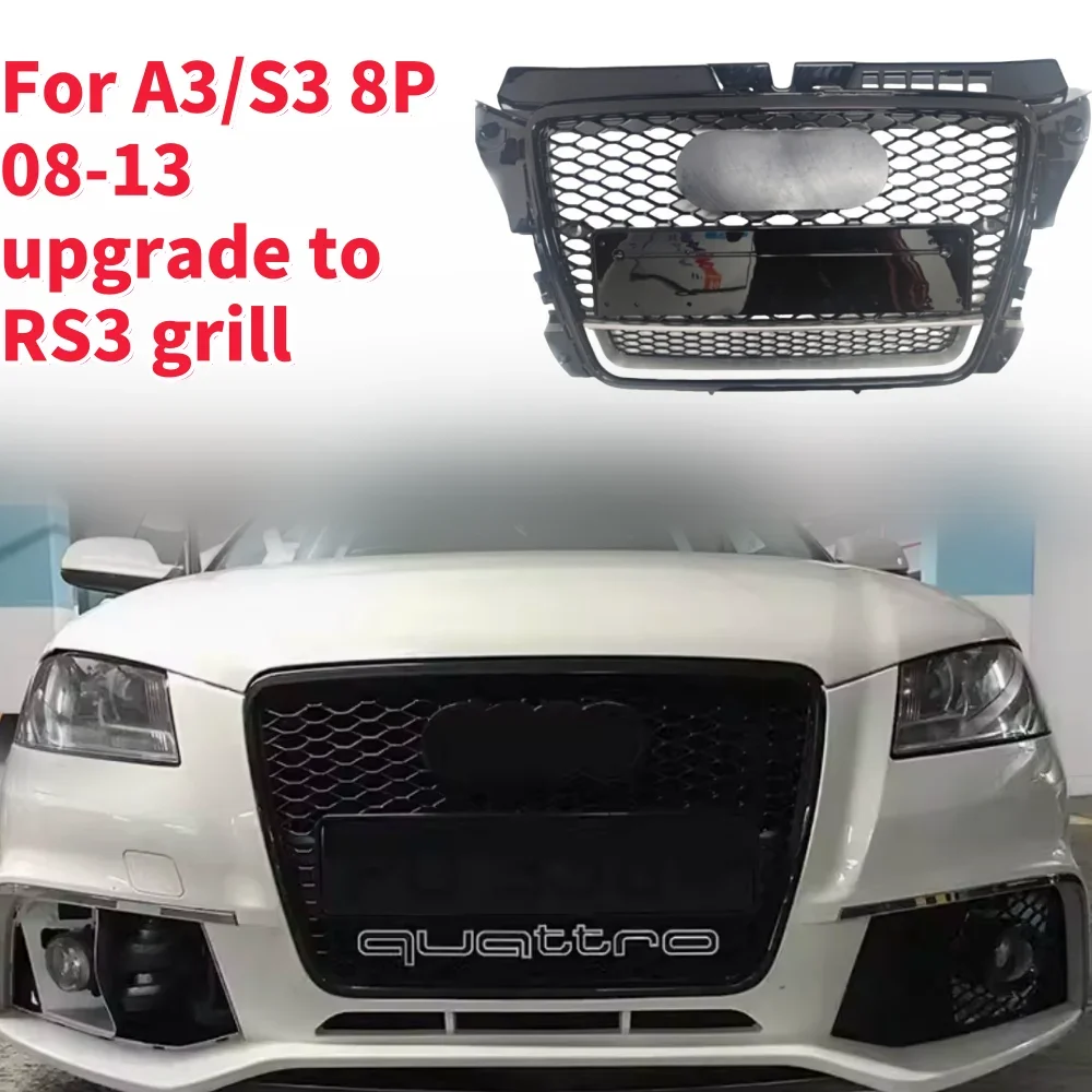 

For RS3 Style Front Sport Hex Mesh Honeycomb Hood Grill for A3/S3 8P 2009 2010 2011 2012 2013 New
