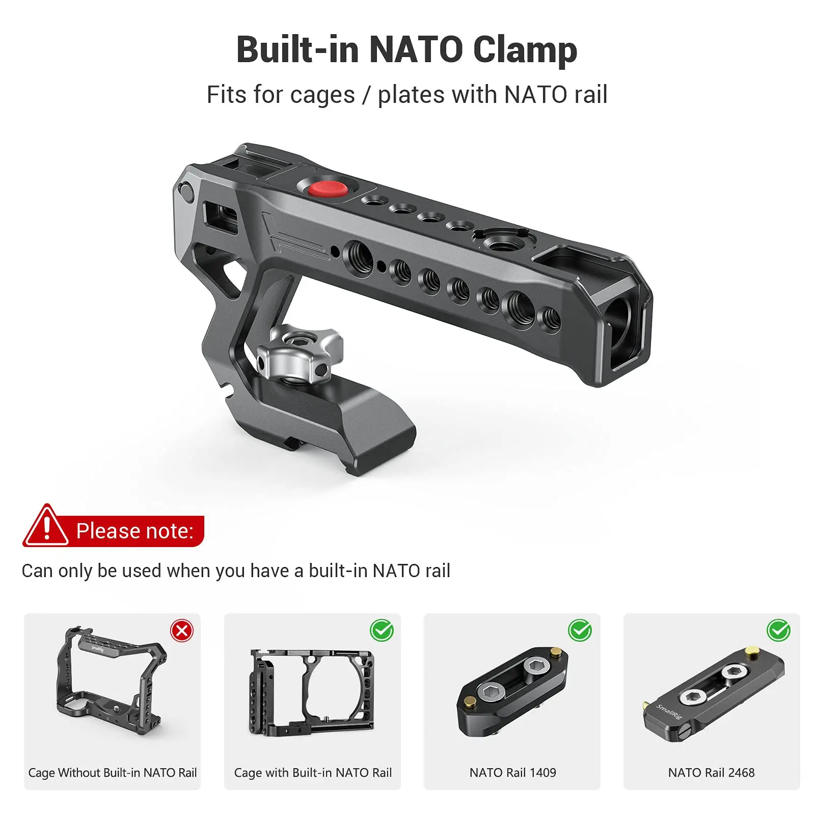 SmallRig NATO Rail Top Handle For SONY for Panasonic for FUJIFILM for Z CAM Cameras with Record Start/Stop Remote Trigger -3322