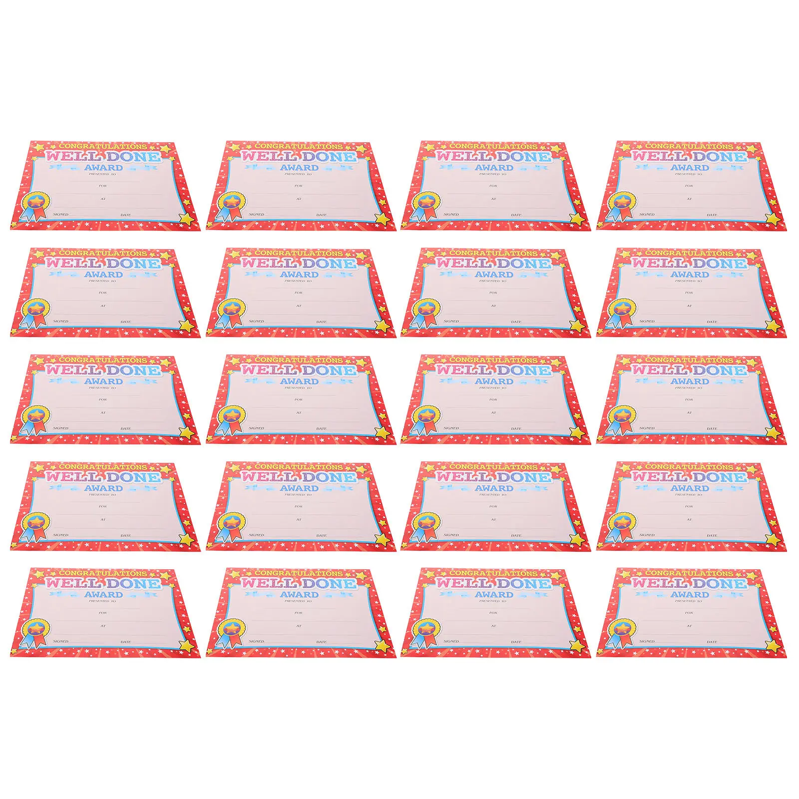 

20Pcs Student Award Certificates Colorful Cartoon Kindergarten Classroom Supplies Academic Recognition Motivation Paper