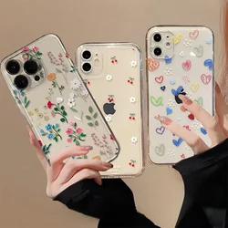 Cute Heart Daisy Clear Case for Samusng Galaxy S25 S24 Ultra S22 S23 S21 Plus FE S25Ultra 5G A55 A15 A16 A54 A35 A53 Soft Cover