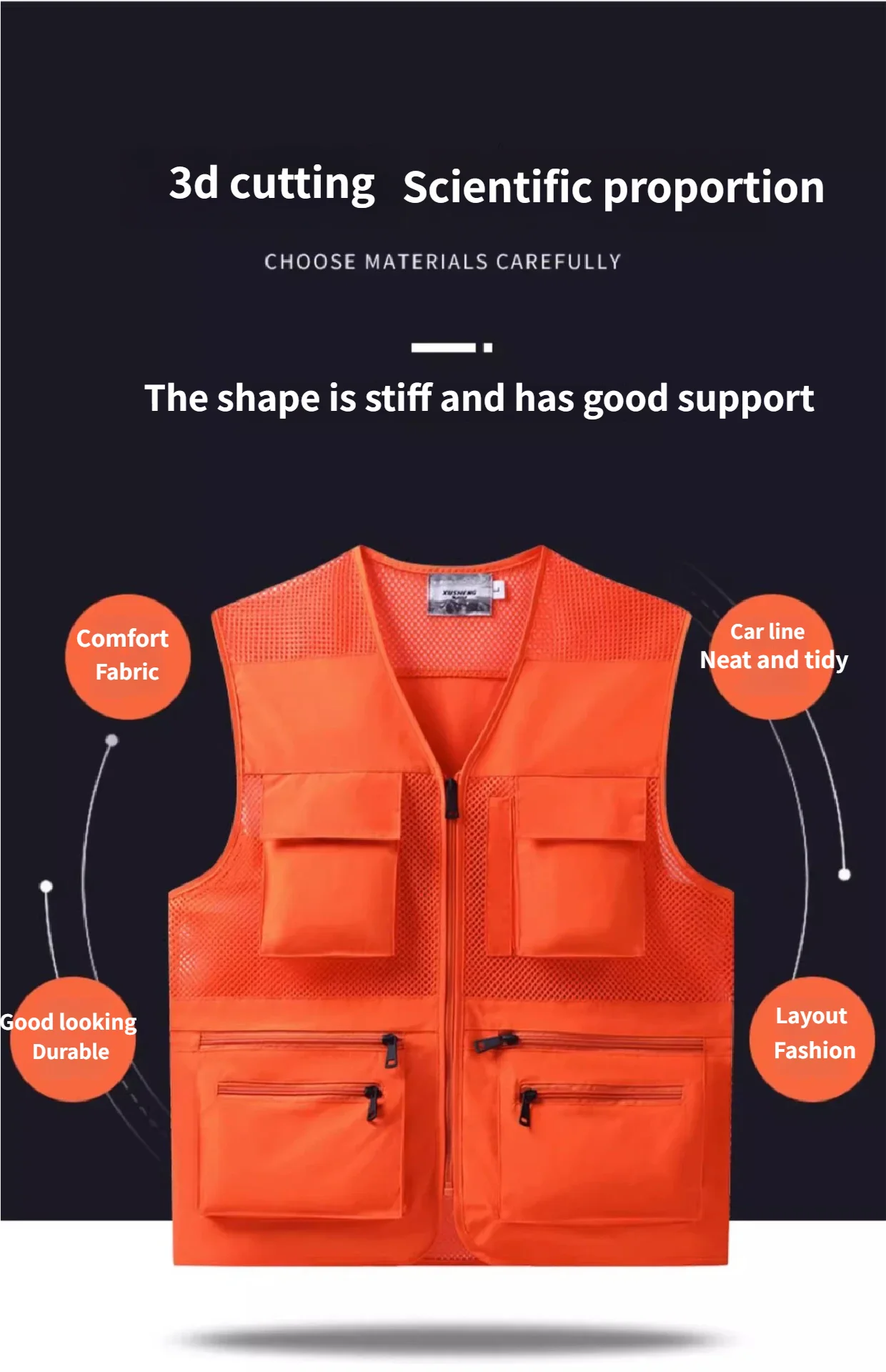 Oxford Fabric Three-dimensional Multi-pocket Vest Fashionable Breathable Outdoor Men's Sleeveless Top Comfortable Fit