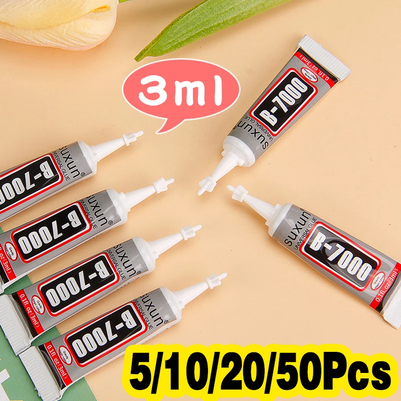 SUXUN B7000 Super Glue 3ml Pack of 5/10/20/50pcs Mobile Phone Touch Screen Adhesive for DIY Repair Diamond Jewelry Glass
