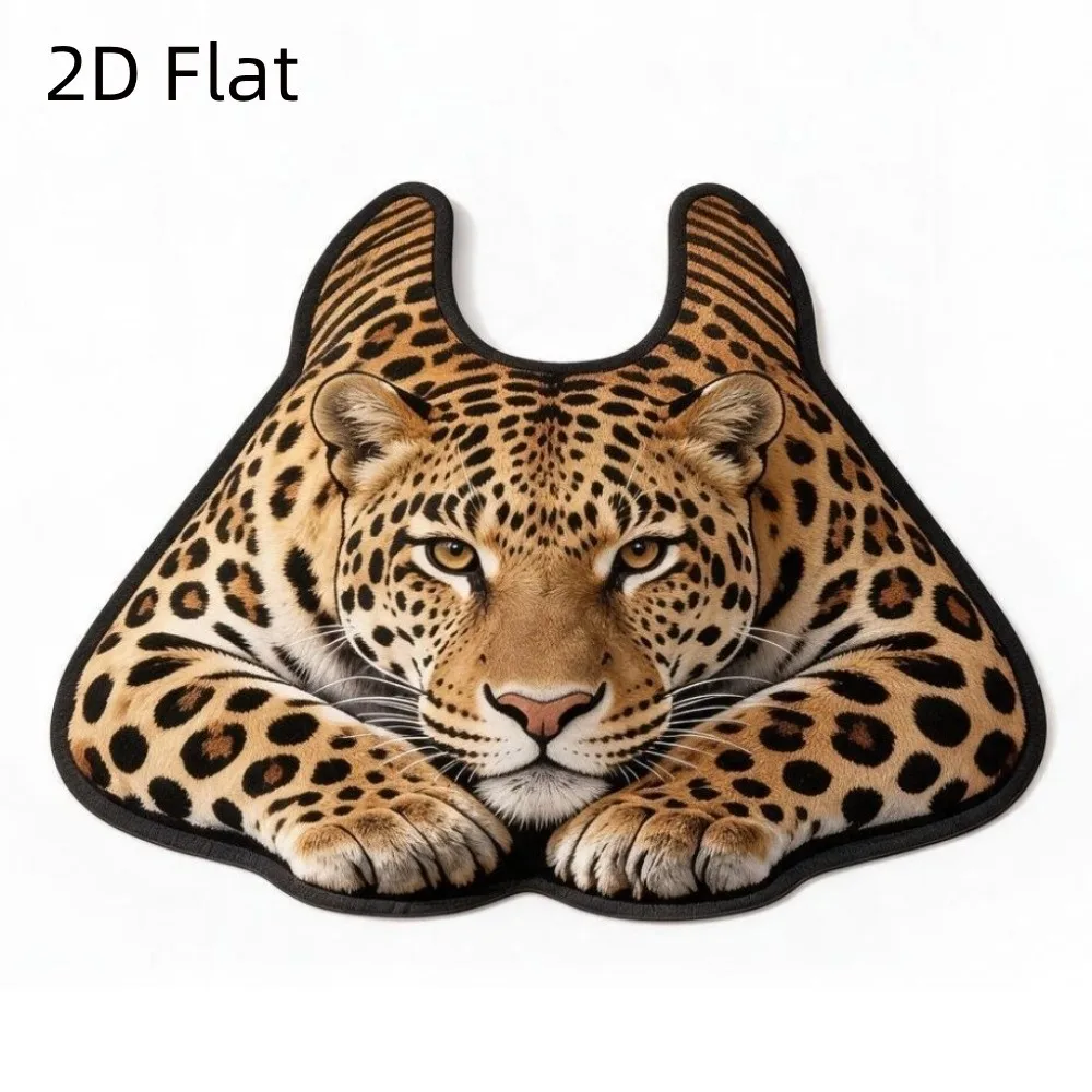 2D Flat Printing Tiger Cat Toilet Base Pad 3D View Effect Diatomaceous Toilet Foot Pad U Shape Quick Dry Bathroom Floor Mat Home