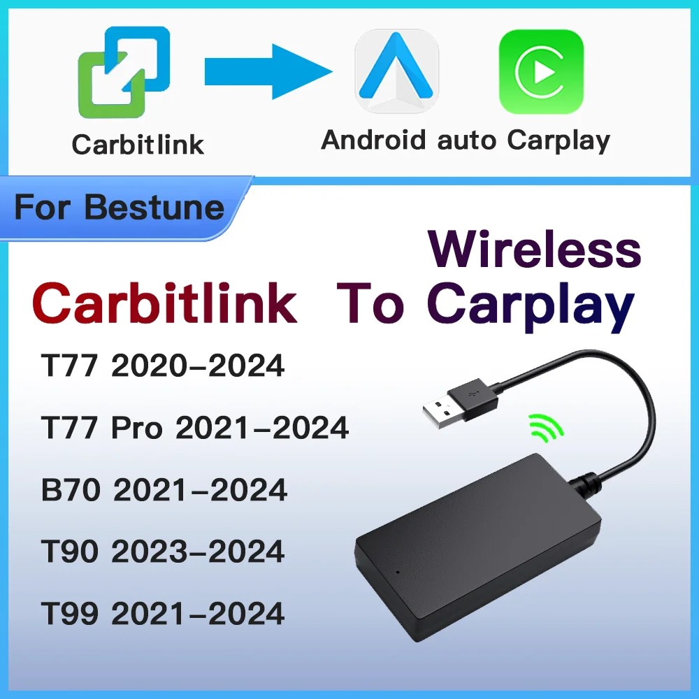 For Bestune FAW T77 B70 T99 T90 carbitlink smartlink easy connection to Wireless CarPlay Android Auto adapter carbit Smart Box 