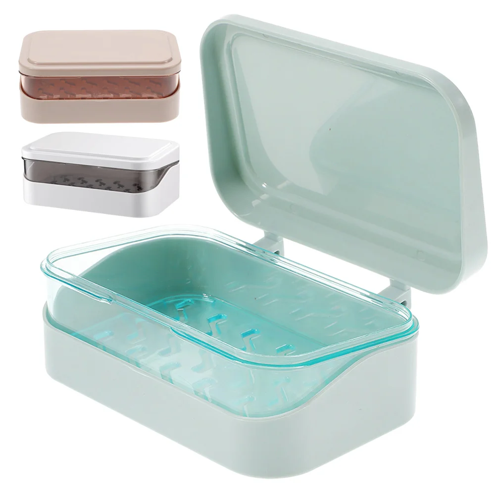 3 Pcs Soap Holder Travel Case Holders Draining Container Washing Shower Dish Bathroom Abs Containers Outdoor Portable