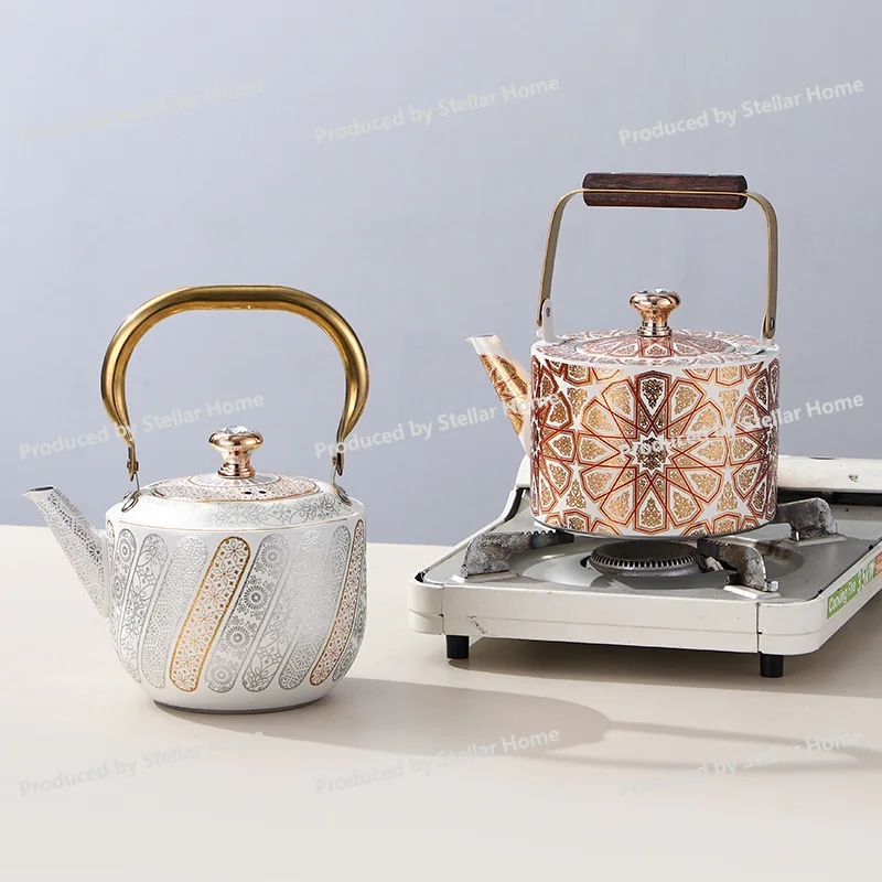 Stainless Steel Milk Teapot Xinjiang Ethnic Style Belt Filter Home Retro Teapot Art Texture Gift Kettle