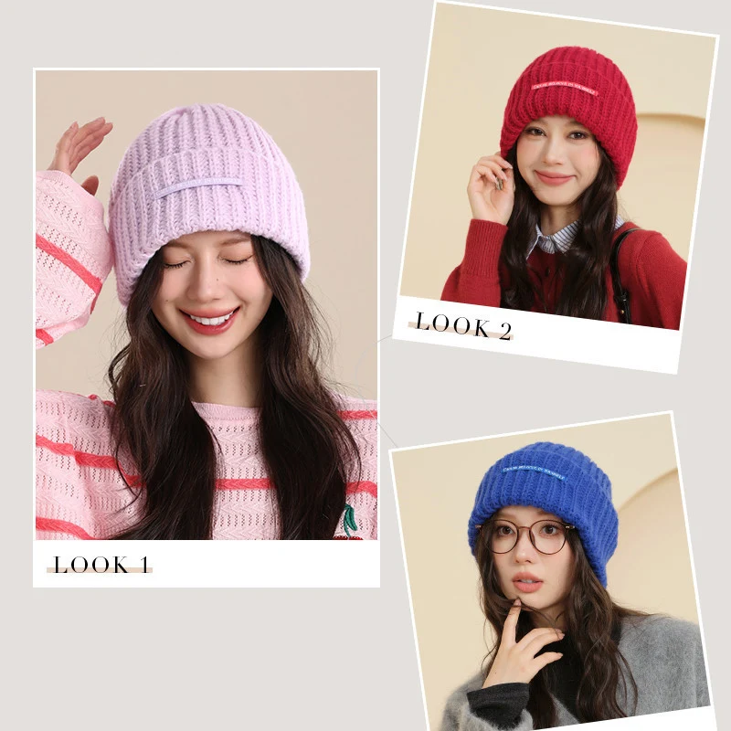 Multi Color Choosen Knitted Hat For Women Simple Skulled Hat Youth Attractive Colors Label Dec Loose Soft Warming Winter Hat
