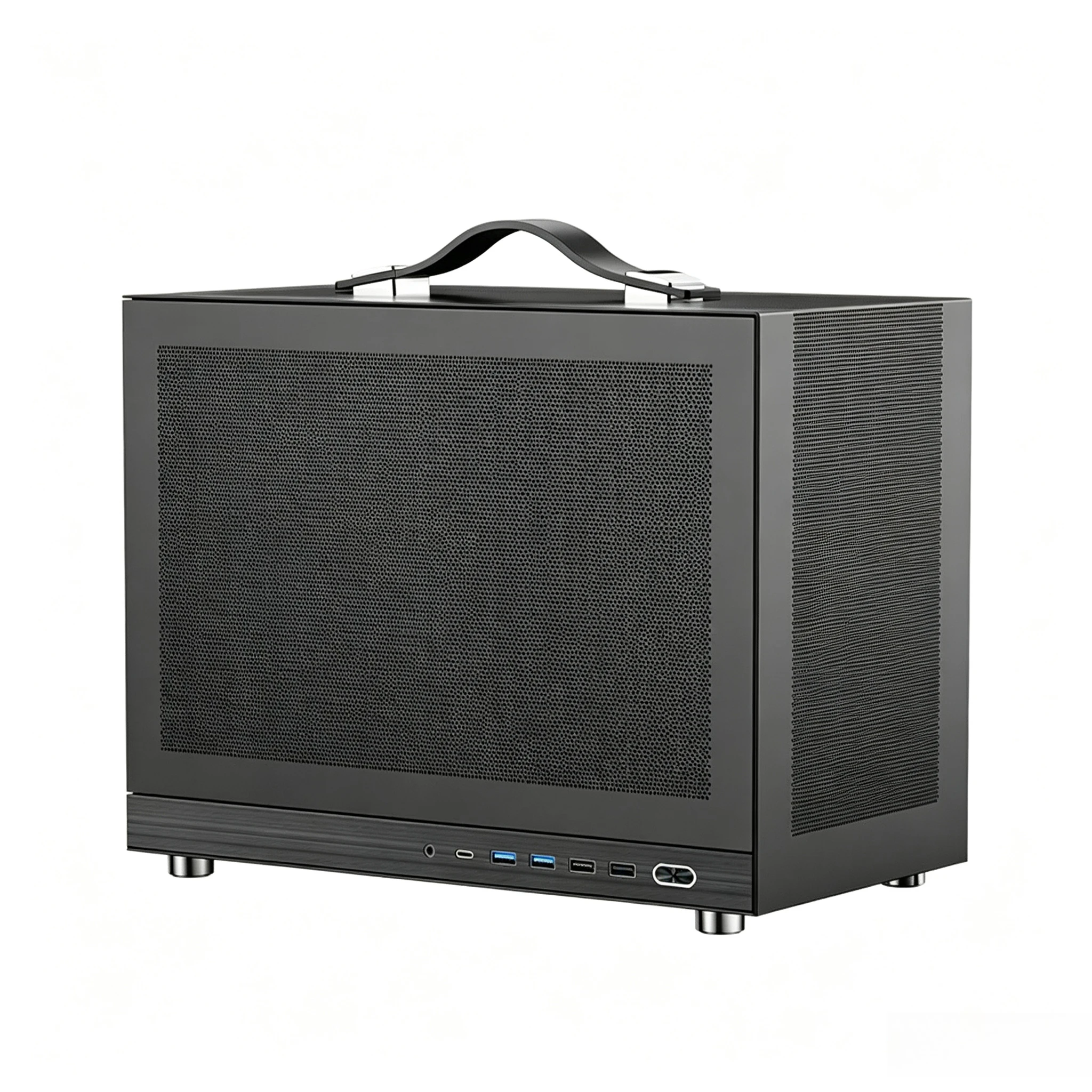 G300 Portable MATX Case with Handle Mini Desktop PC Chassis Micro-ATX Compact Carry Tower Empty