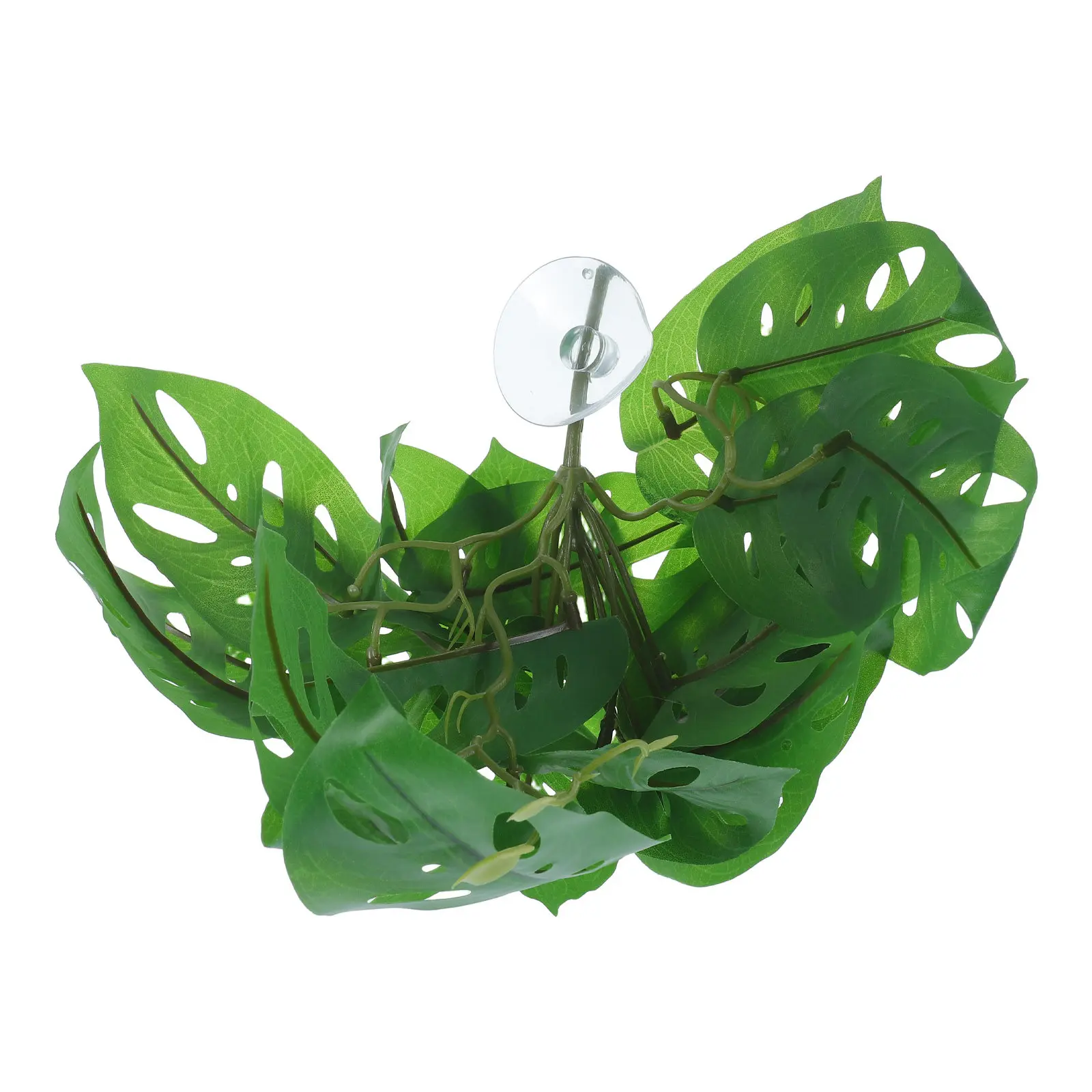 Reptile Habitat Decor Lifelike Suction Cup Plants Artificial Terrarium Plants Climbing Support Snake Lizard Tank Decorations
