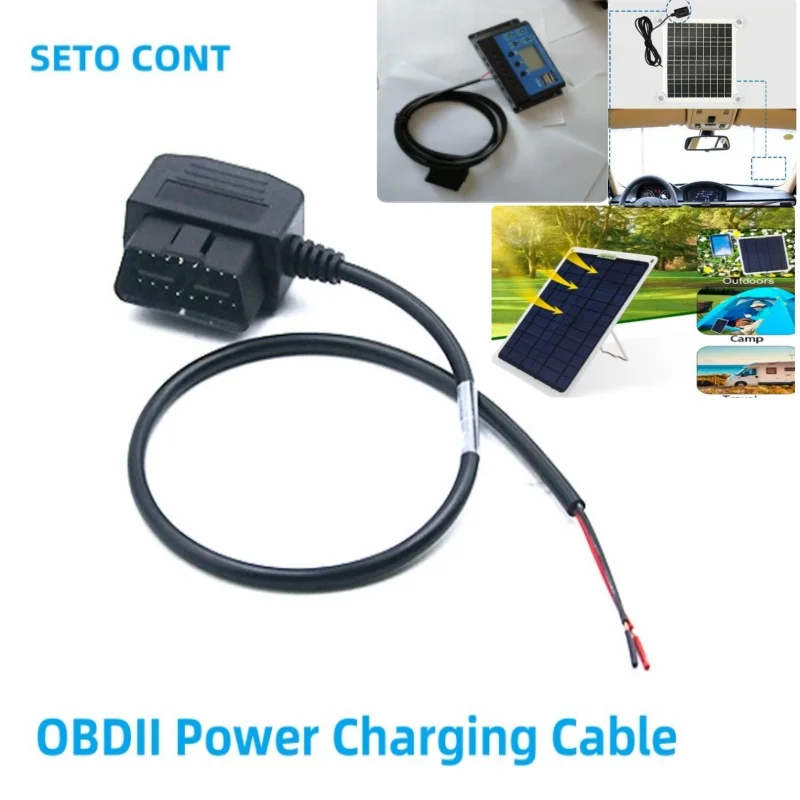 12/24V Right Angle OBD Cable L Type for Charging Vehicle Battery from Solar Panel 16 Pin Male OBDII Power Supply Adapter Wire
