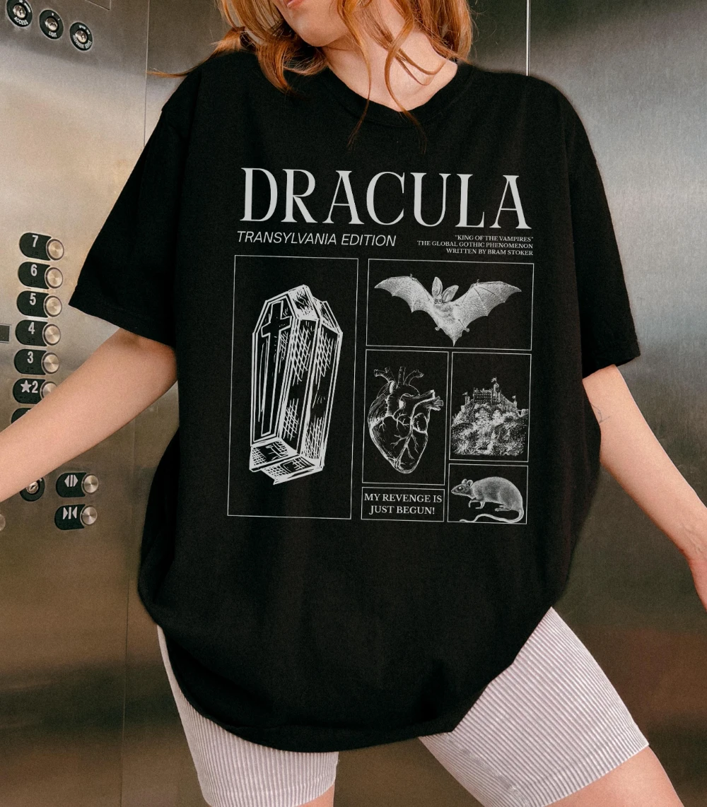 Bram Stoker's Dracula King of Vampires Halloween Tee Monster Mash Retro Cult Classic Horror Movie Bats Dark Romance Bookish