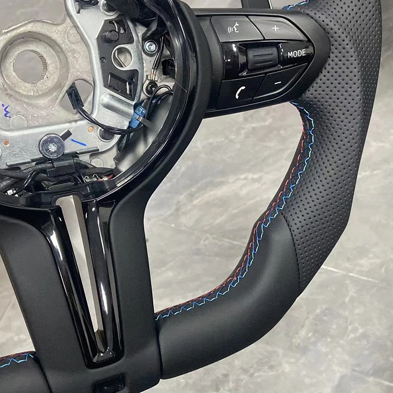 for BMW F30 F31 F33 F34 F36 F10 F02 F12 F20 F15 F16 F22 F25 E70 E71 E90 Modify Flat Bottom Leather M Sport Steering Wheel M3 M5 view 5