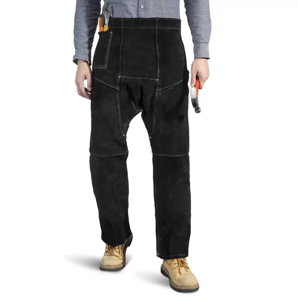 Split Leather Welding Apron Flame Resistant Heat Protection Adjustable M-XXXL Men Women Durable Rivets Pocket Buckle Safety