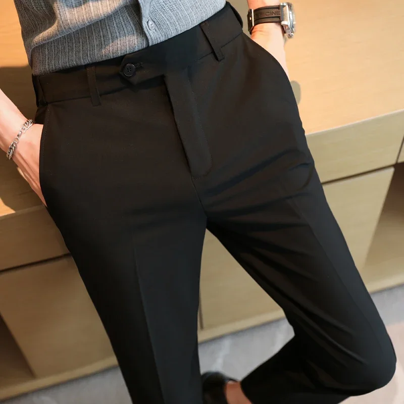 Plus size 44 42 40 Men Business Social Suit Pant 2024 Spring Formal Slim Wedding Trouser Mens Brand Fashion Casual Dress Pants