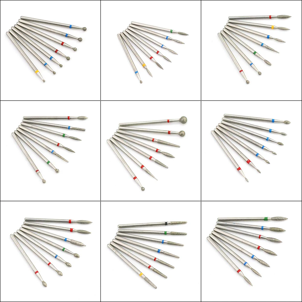 7pcs Diamond Nail Drill Bit Set Milling Cutters Kit Electric Manicure Pedicure Files Cuticle Burr Nail Tools Accessories