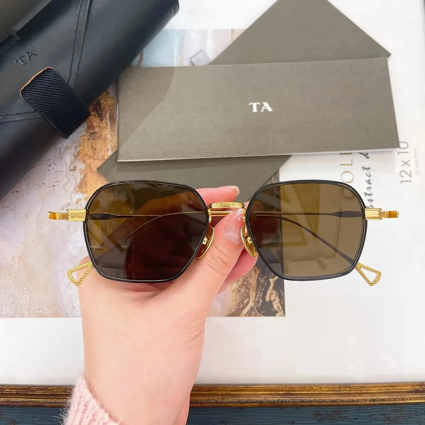 

Authentic For DIYTA DT WILTON DRX-2044 Gold Alloy Frame Men Women Sun Glasses Luxury Retro Business Male Couple Eyewear With Box