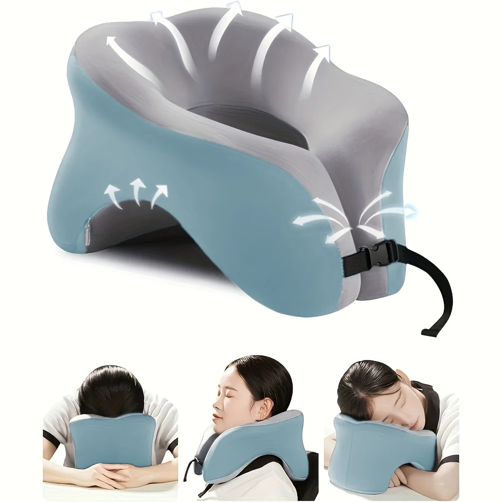 Travel Pillow for Airplanes with 360 Head Support, Memory Foam 2-in-1 Neck Pillow Airplane, Travel Neck Pillow with Storage Bag,