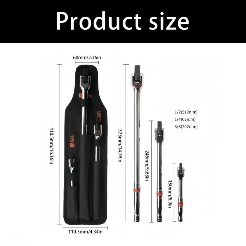 G7NA Professionelles 3-teiliges Brechstangen-Set, mehrere Antriebsgrößen, ergonomischer Auto-Reparatur-Werkzeug für und – Detail 6