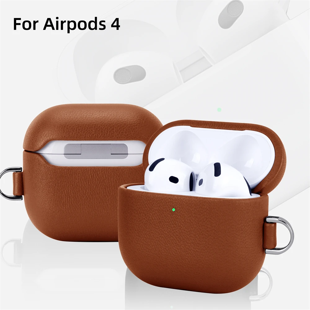 

Роскошный деловой однотонный кожаный чехол для наушников Apple AirPods 4 AirPods Pro 2, полная защита, чехол для наушников Bluetooth, аксессуар
