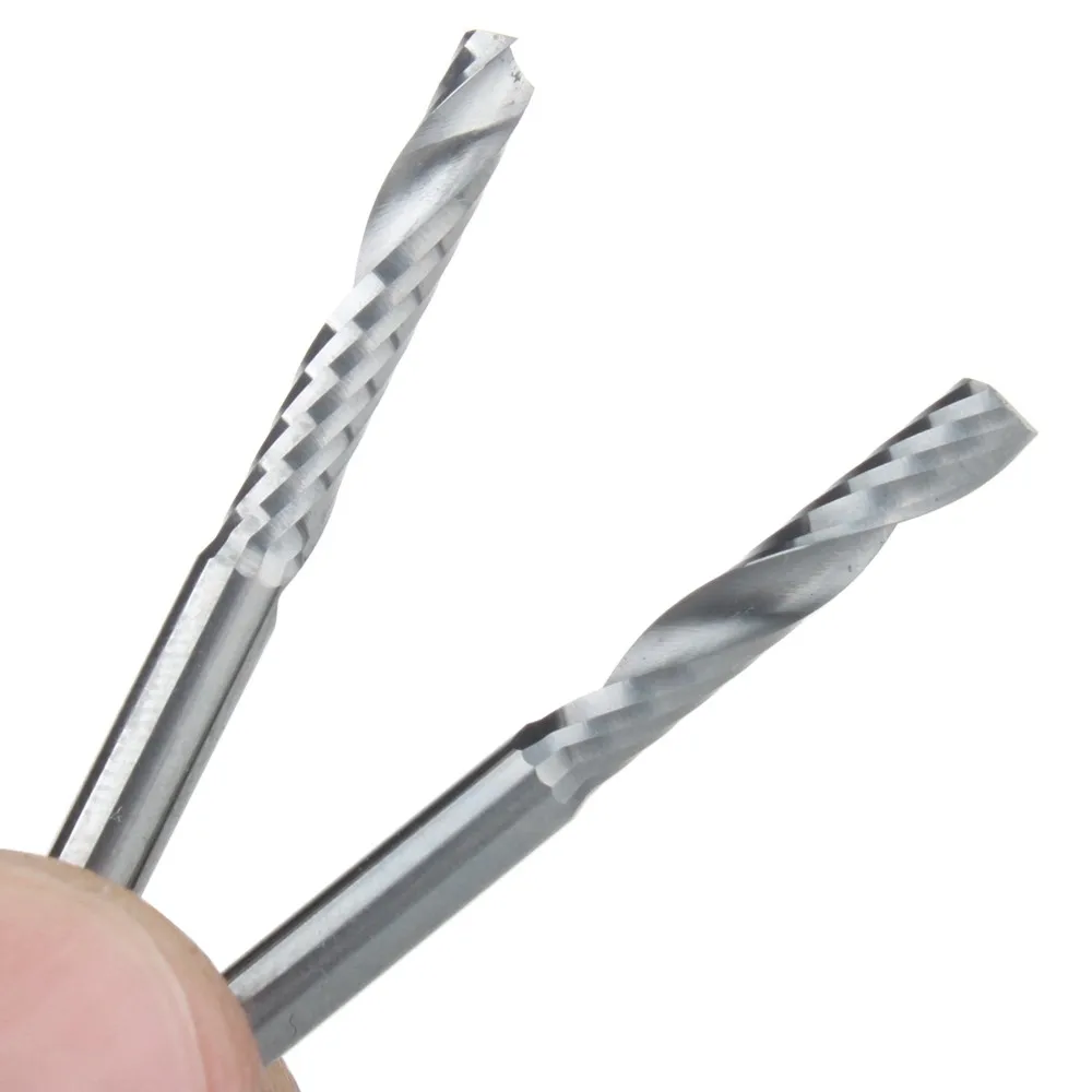 10pcs 3.175*2.5*22mm Single Flute Bit Carbide End Mill Set, CNC Router End Mills for Wood Cutter Milling
