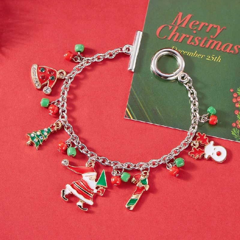 

Santa Claus Snowman Star Christmas Tree Bracelet For Women Adjustable Christmas Bracelet Charm Party Fashion Jewelry Gift