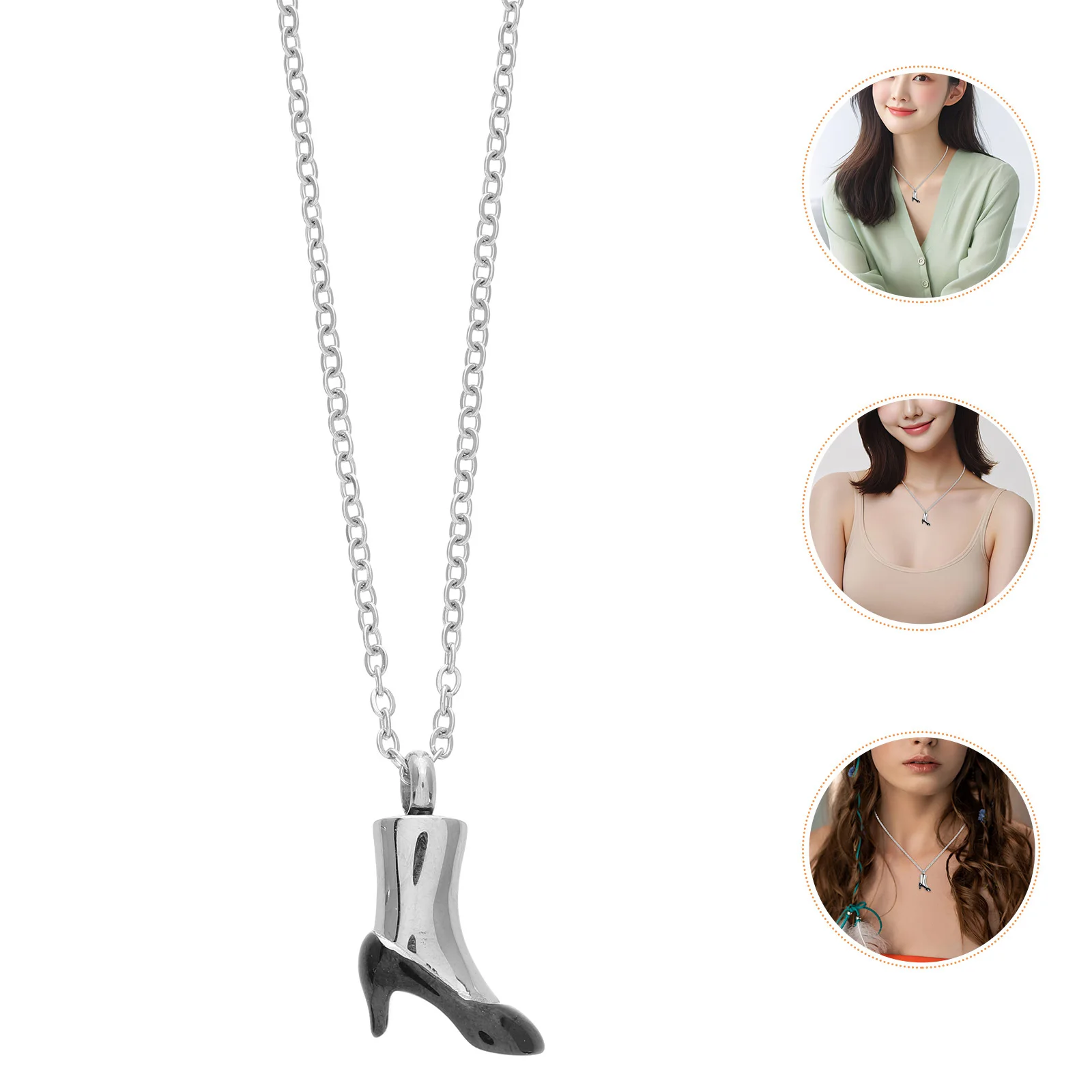 

Titanium Steel Urn Pendant Necklace High Heel Cremation Necklace Pet Ashes Keepsake Memorial Jewelry Pet Ashes Keepsake