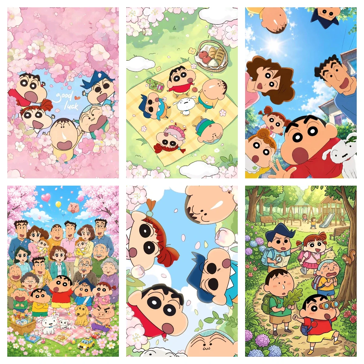 DIY Crayon Shin-chan Cartoon Portrait Diamond Painting Cherry Blossom Family Modern Wall Decoration for Living Room and Bedroom