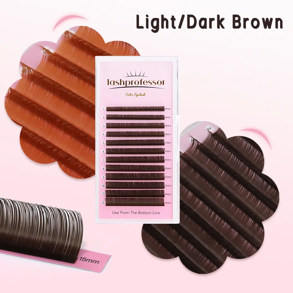 

Dark Brown Eyelash Extension 0.05 0.07mm Light Brown Individual Eyelash Mix 8-15mm Color Natural False Russian Volume Eyelashes