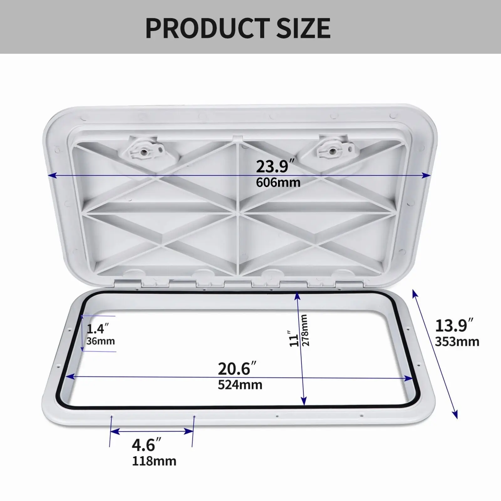 Cubierta de acceso de cubierta ABS para barco, cubierta de escotilla de 24x14 pulgadas para barco marino, yate, RV, impermeable, Anti-UV, inspección