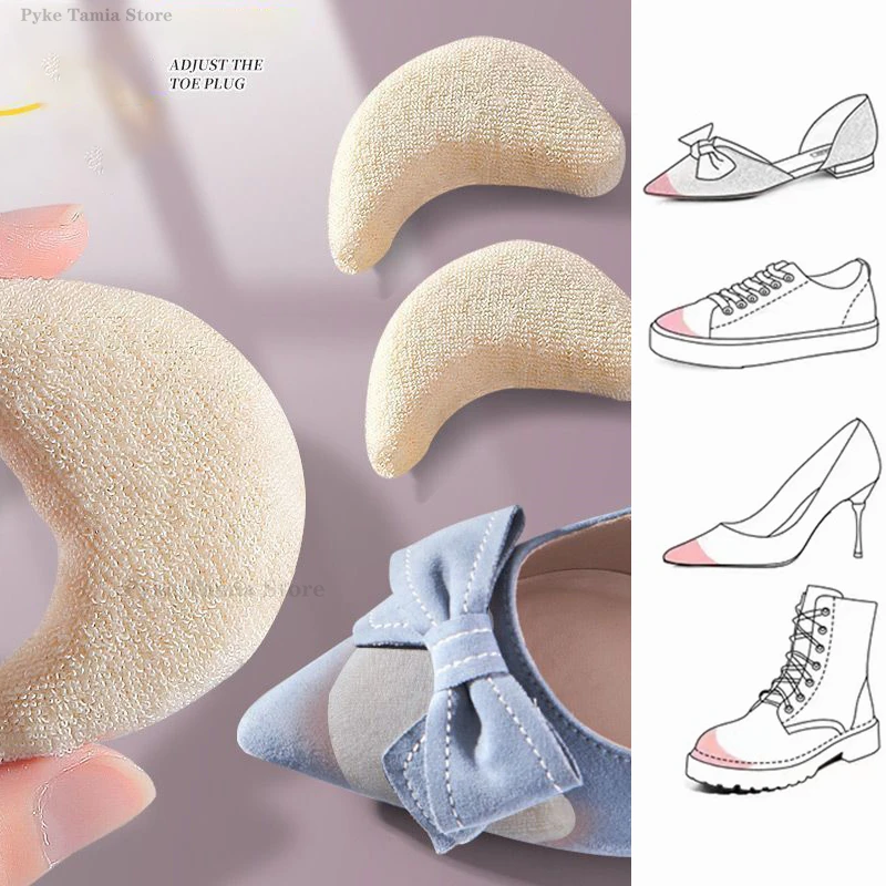 Soft Toe Plug Women High Heel Pain Relief Insert Shoe Palm Cushion Toe Front Filler Sponge Forefoot Pad Adjustable Sizes Insoles