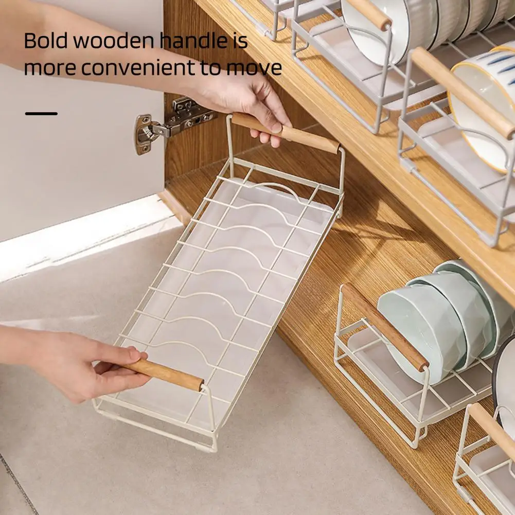 

Dish Draining Rack Wooden Handle with Silicone Anti-slip Pad Vertical Waterproof Kitchen Countertop Dish Organizer Cozinha