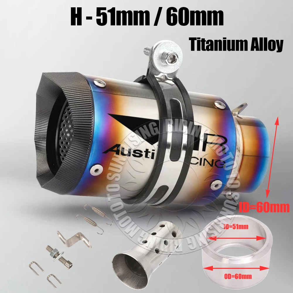51mm 60mm Carbon/Stainless/Titanium AR Motorcycle Exhaust Muffler For Kawasaki Honda Yamaha KTM CF Suzuki Ktm Bmw etc Tail Pipe image 3