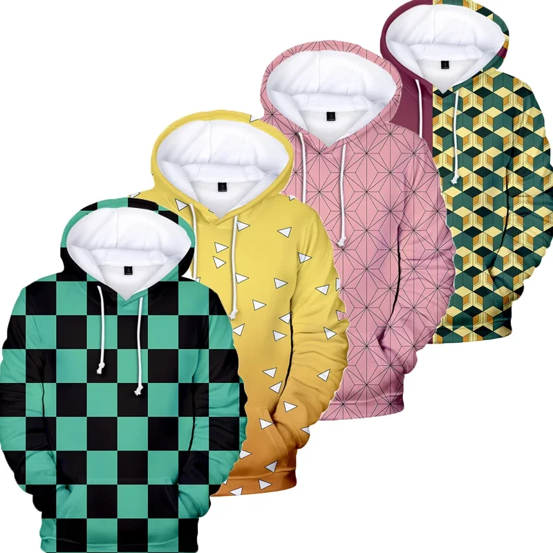 

Men Women Autumn Winter Jacket Outwear Anime Tanjiro Kamado Cosplay Costume Hooded Sweatshirt