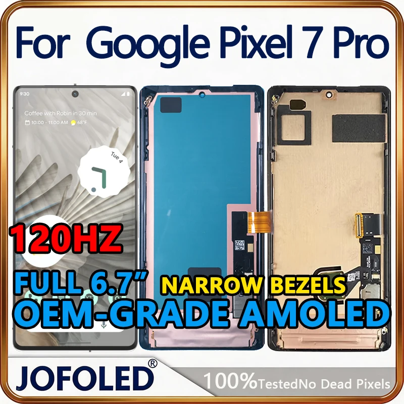 Original AMOLED Display For Google Pixel 7 Pro GP4BC GE2AE Touch Screen Digitizer Assembly Replacement With Fingerprint Sensor