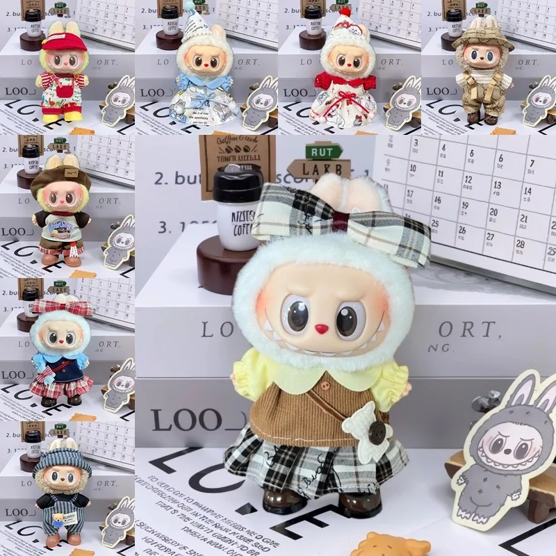

17cm Mini Plush Doll'S Clothes Outfit Accessories for Labubu Skirt Set for DIY Clothes Accessories Gift(no Doll No Shoes)