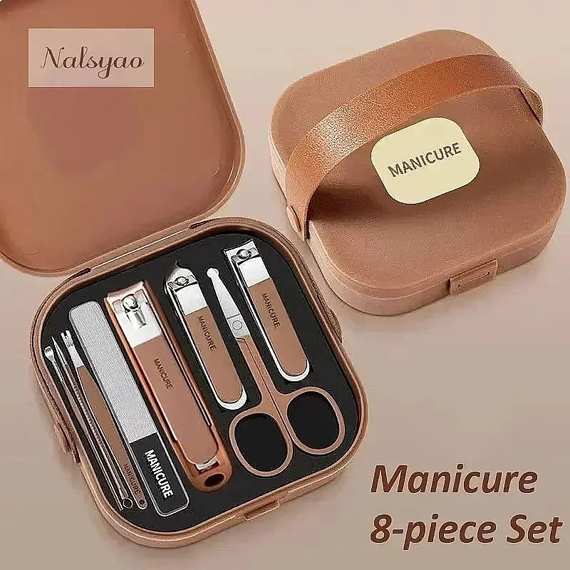 8pcs Stainless Steel Manicure Kit Sharp Durable All in One Nail Clipper Set Portable Pedicure Tools Professional Nail Care