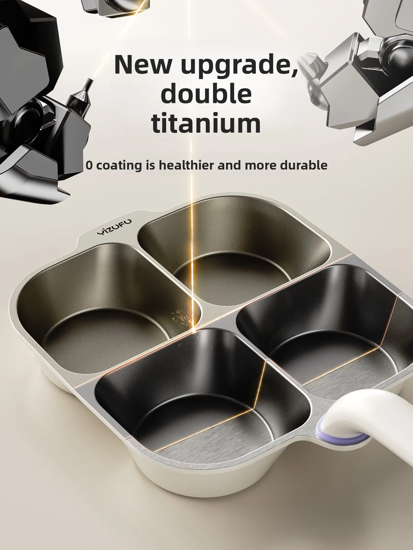 

Титановая керамическая сковорода для яиц, бургер для завтрака, сковорода с плоским дном и антипригарным покрытием, бытовая сковорода