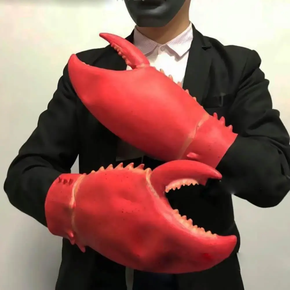

2pcs Game Gloves Photography Props Cute Lobster Shape Latex Gloves Novelty Toys