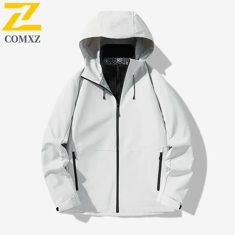 معطف COMXZ للرجال 3 في 1 مقاوم للرياح فضفاض قابل للفصل غطاء محرك السيارة للتسلق سترة التخييم قابلة للتنفس ومقاومة للخدش ملابس خارجية #1