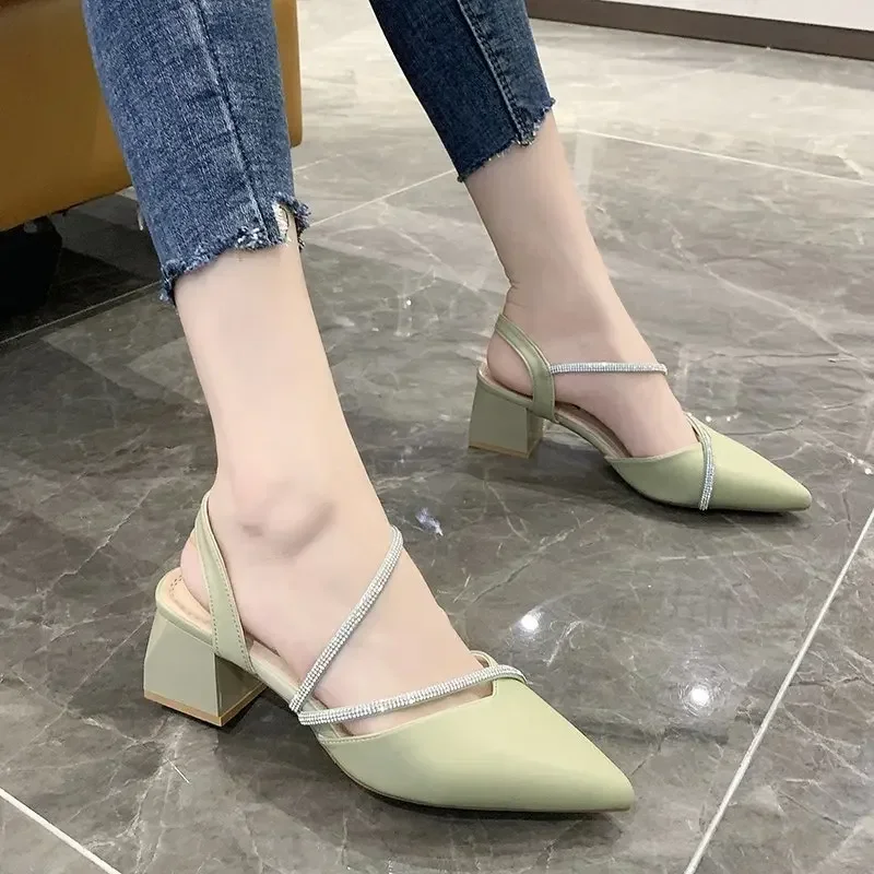 Shoes Trend 2024Mirror Luxury Sandal Female Party Sandals Ladies Block Heels Designer Elegant Comfortable Chunky Summer New Hot