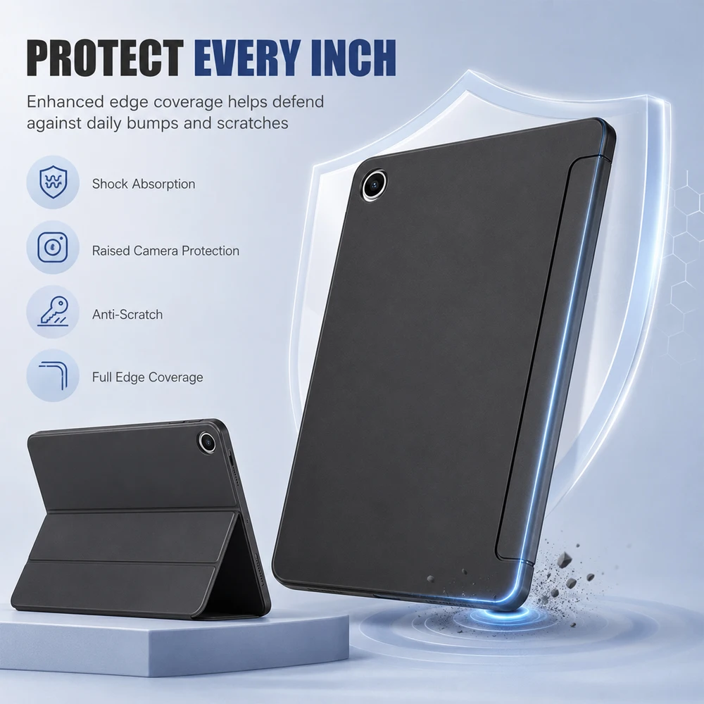 For Galaxy Tab A9+ A11+ Case 11 Inch Slim Lightweight Tri-Fold Stand Folio Shockproof Protective Tablet Cover Auto Sleep Wake
